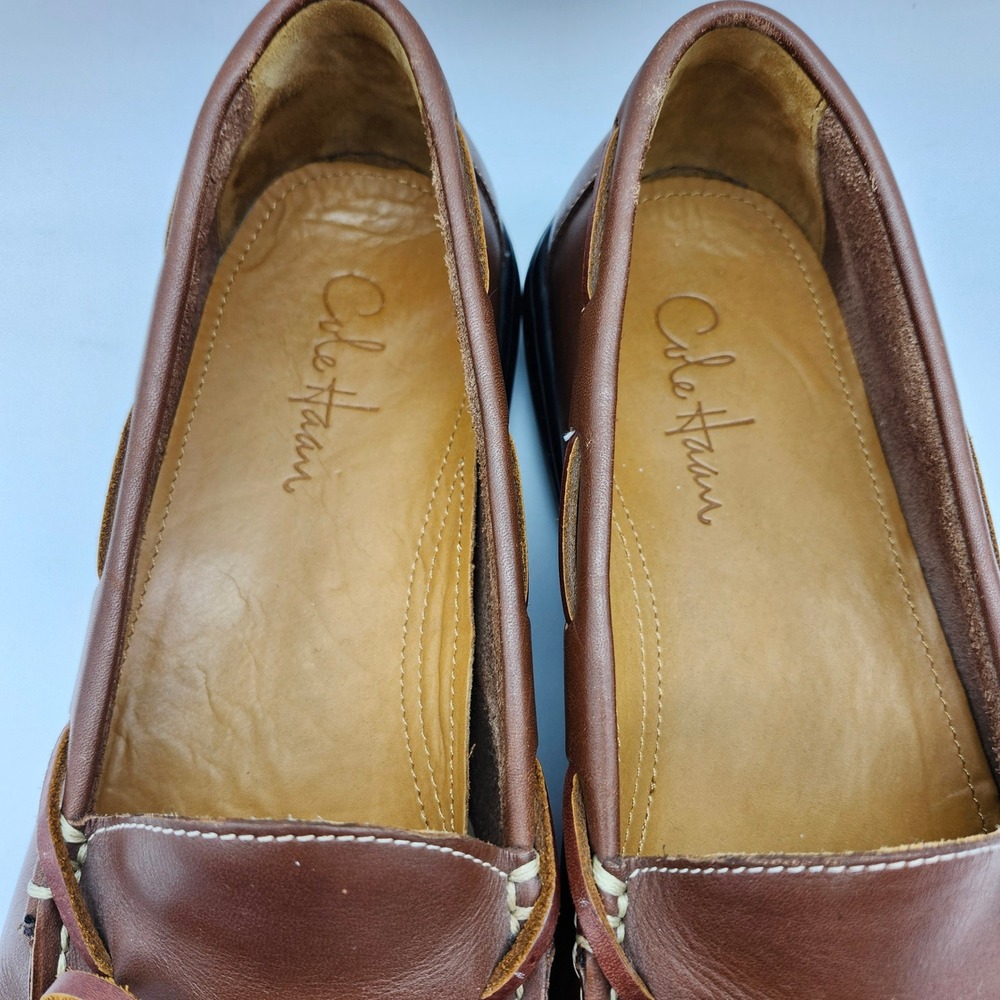 Cole Haan Mens Brown Leather Classic Moc Toe Driving Loafer Shoes slip-on tie - Picture 4 of 9